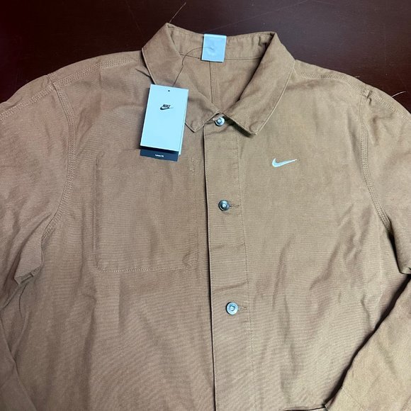 Nike Mens Brown Unlined Chore Collared Long Sleeve Pockets Coat Size Medium - Picture 3 of 5